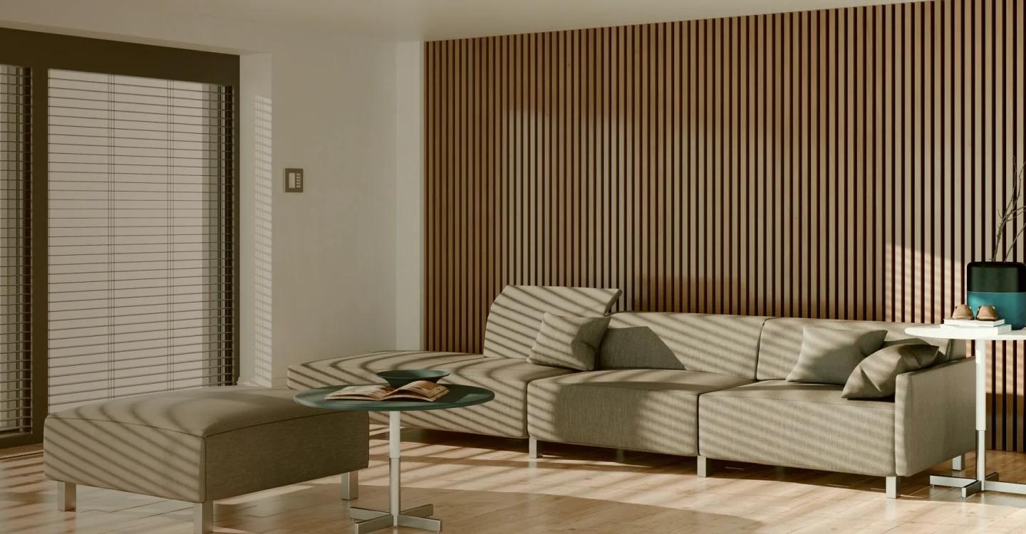 Интерьер с декоративными рейками Plastwood
